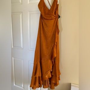 COPY - Lulus “In Love Forever” Rust Orange Satin Lace-Up High-Low Maxi Dress